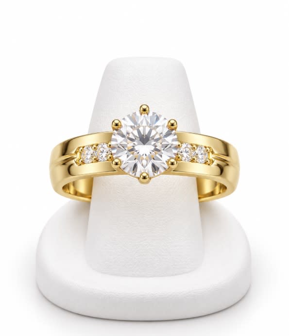 10K Yellow Gold Women's Split Shank CZ Solitaire Ring
