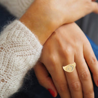 Yellow Gold Diamond Islam Crescent Moon & Star Signet Ring