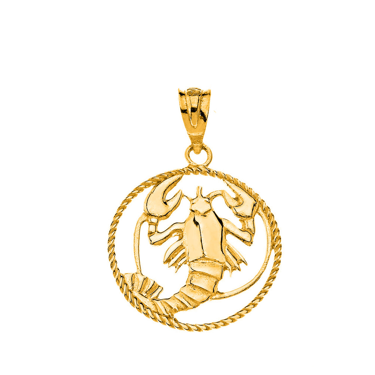 12 Astrological Zodiac Signs Rope Pendant Necklace in Solid Gold (Available in Yellow/Rose/White Gold)