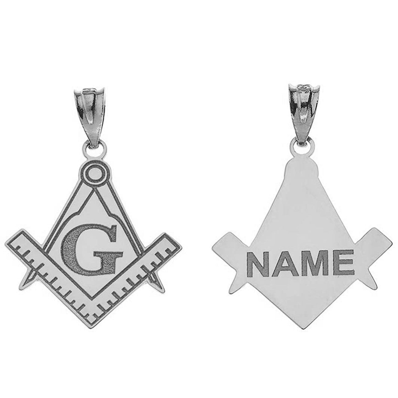 Gold Engravable Freemason Square & Compass Personalized Pendant(Available in Yellow/Rose/White)