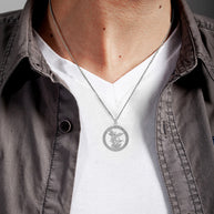 925 Sterling Silver Cubic Zirconia Patron Saint Michael Archangel Round Pendant Necklace