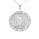 Saint Jude Medallion Pendant Necklace in Sterling Silver
