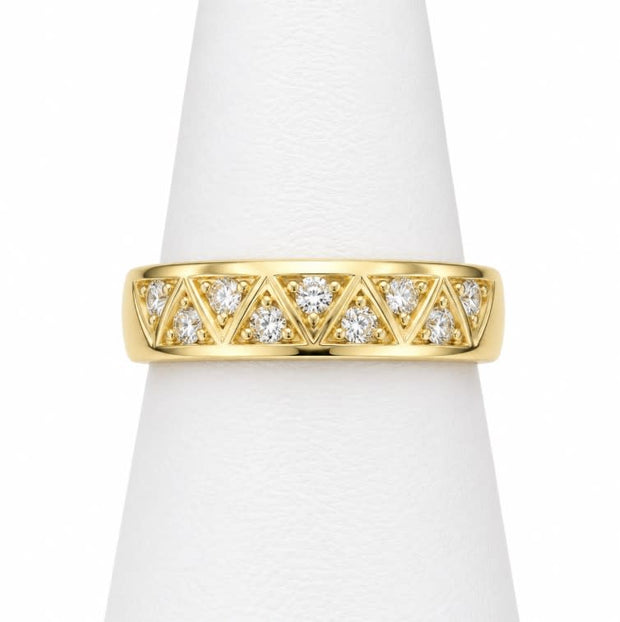 10K Yellow Gold Women's Triangle CZ Station Band