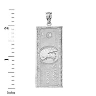 Sterling Silver Double Sided Million Dollar Bill Money Pendant Necklace(Large)