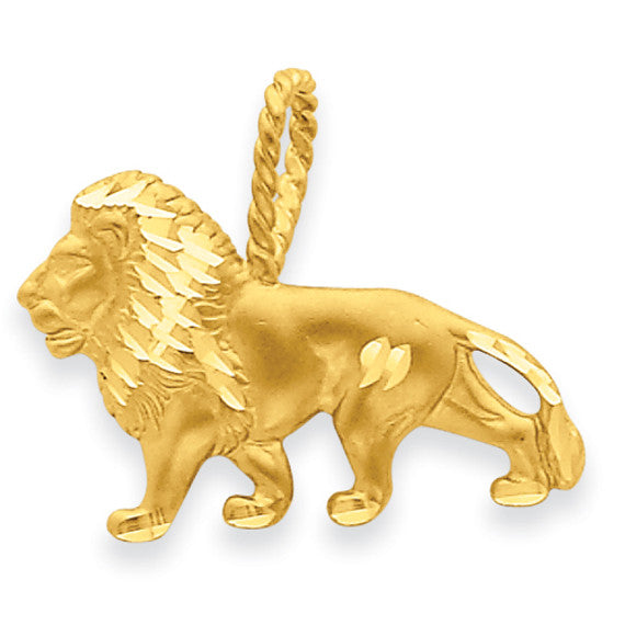 Yellow Gold Lion Charm Pendant Necklace