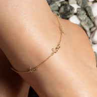 14K Yellow Gold Love Chain Link Anklet