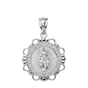 Sterling Silver Round Saint Lazarus Pendant Neckla