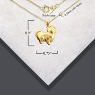 Gold Pomeranian PomChi Chihuahua Pet Dog Pendant Necklace (Available in Yellow/Rose/White Gold)