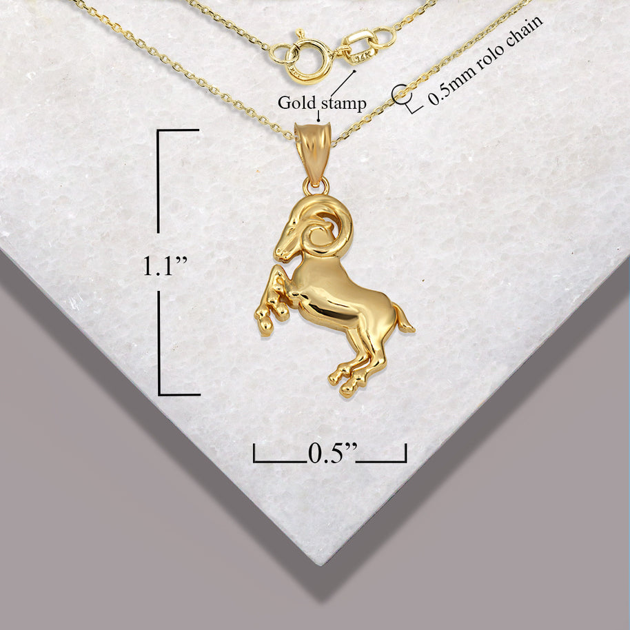 Gold Zodiac Symbol Pendant Necklace (Available in Yellow/White/Rose Gold)