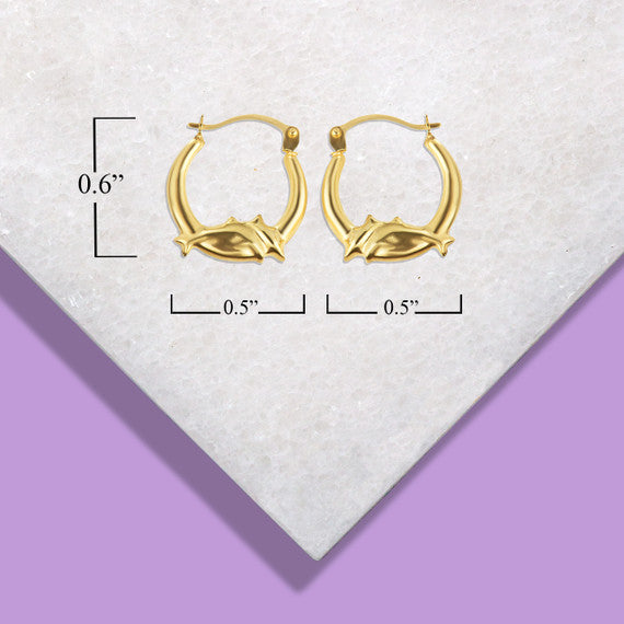 14K Yellow Gold Sea Dolphin Reversible Hoop Earrings (0.60