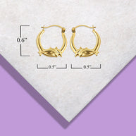 14K Yellow Gold Sea Dolphin Reversible Hoop Earrings (0.60