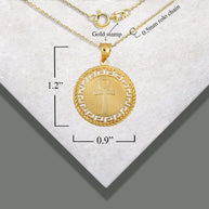 Gold Beaded Egyptian Ankh Amulet Greek Key Rope Pendant Necklace (Available in Yellow/Rose/White)