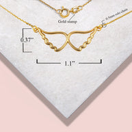 14K Gold Angel Wings Pendant Necklace (Available in Yellow/Rose/White Gold)