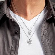 .925 Sterling Silver American Eagle Pendant Necklace (Available in Small/Large)