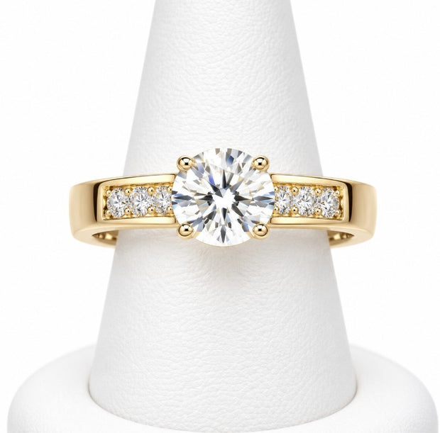 10K Yellow Gold Women's Channel Set CZ Solitaire Ring