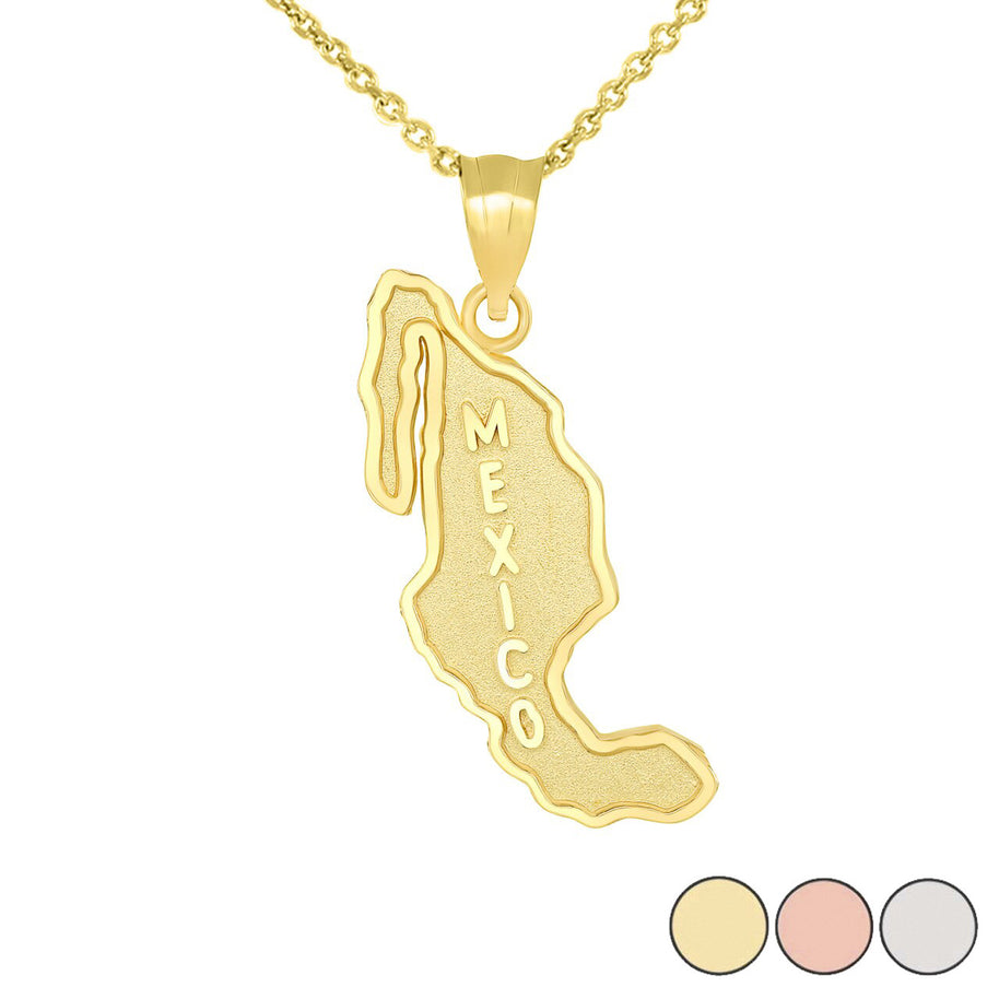 Gold Mexico Map Pendant Necklace (Available in Yellow/Rose/White Gold)