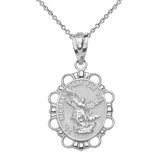 Sterling Silver St. Michael Pendant Necklac