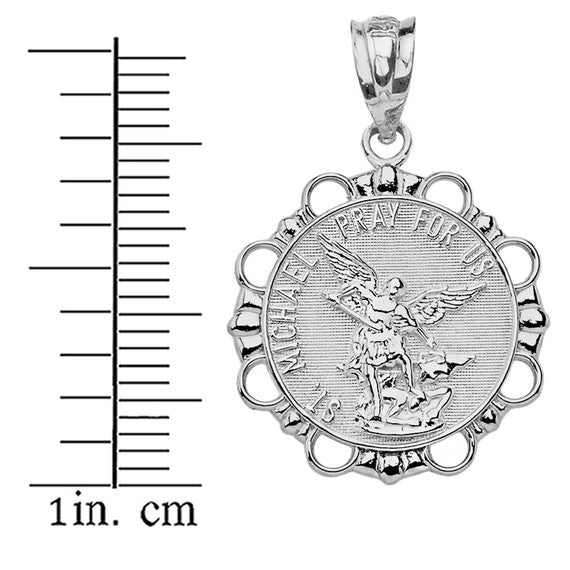 925 Sterling Silver Patron Saint Michael Archangel Medallion Pendant Necklace