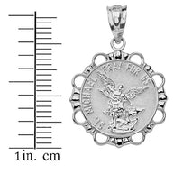 925 Sterling Silver Patron Saint Michael Archangel Medallion Pendant Necklace