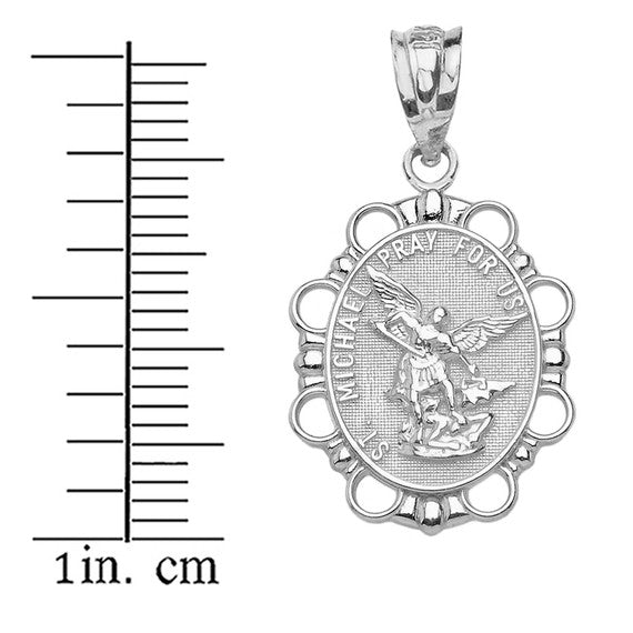 Sterling Silver St. Michael Pendant Necklac
