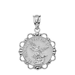 Sterling Silver Round Saint Lazarus Pendant Neckla