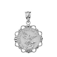 Sterling Silver Round Saint Mary Pendant Necklace