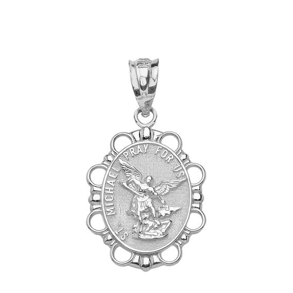 Sterling Silver St. Michael Pendant Necklac