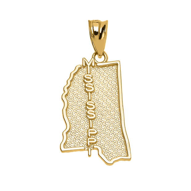 Gold Mississippi State Map Pendant Necklace(Available in Yellow/Rose/White Gold)