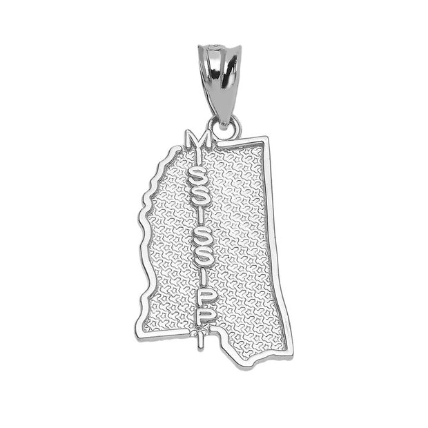 Sterling Silver Mississippi State Map Pendant Necklace