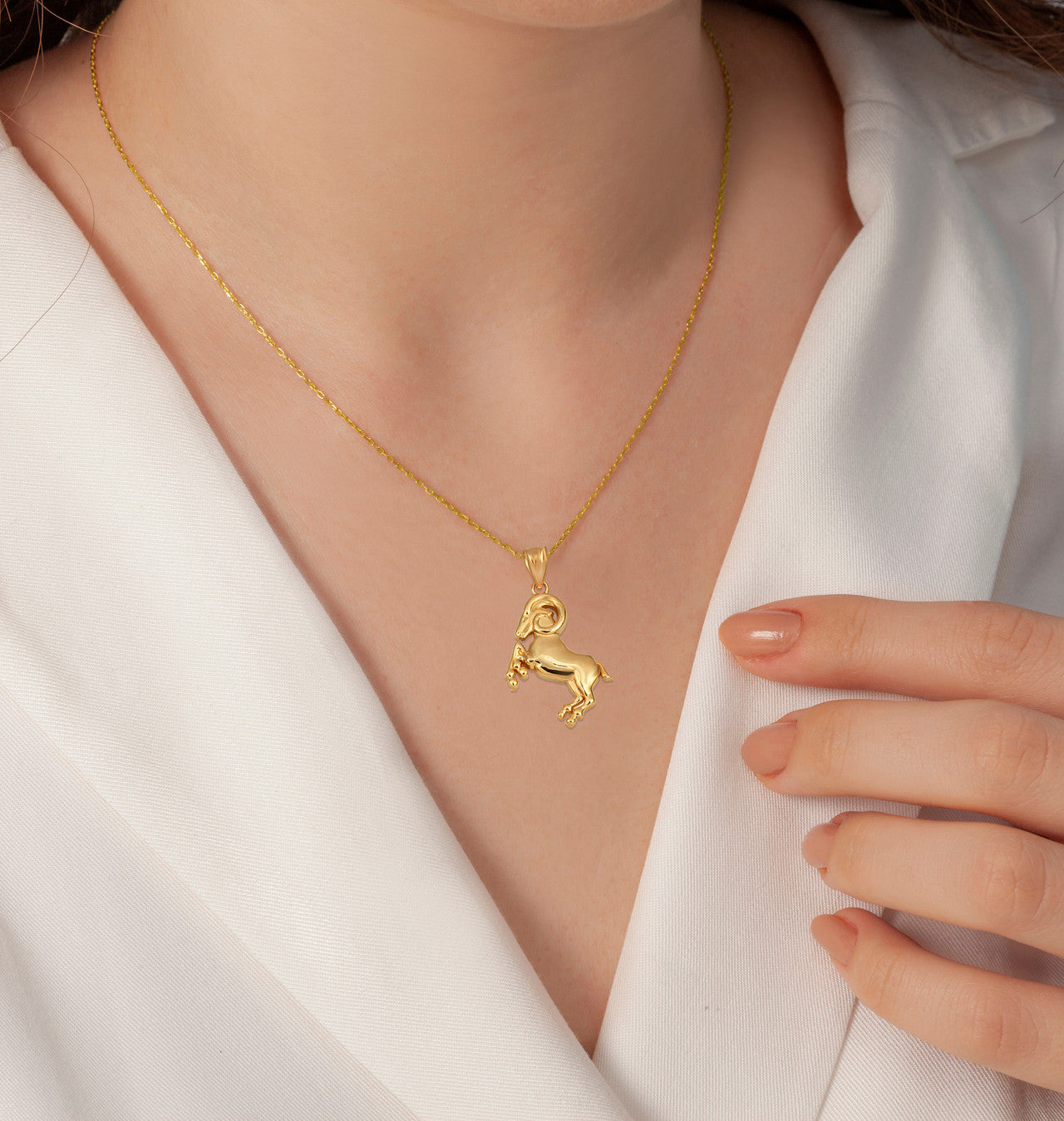 Gold Zodiac Symbol Pendant Necklace (Available in Yellow/White/Rose Gold)