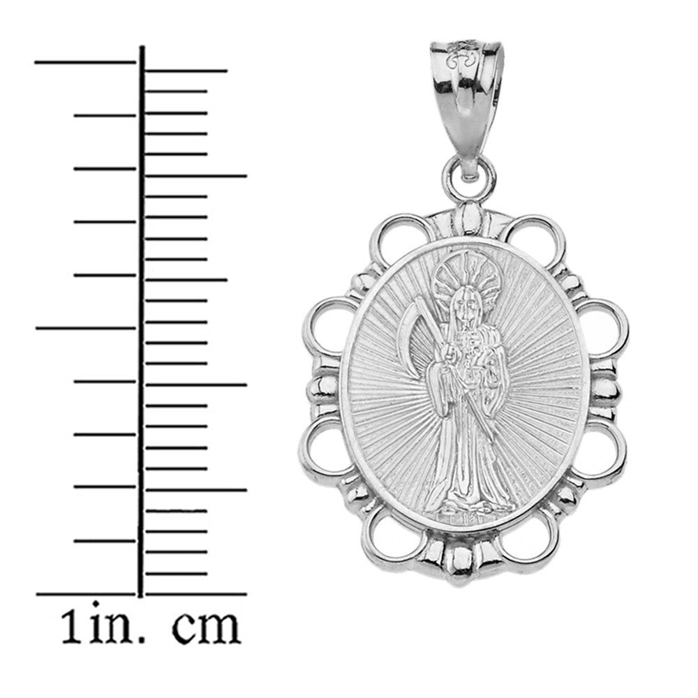 Sterling Silver Santa Muerte Pendant Necklace