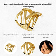 Gold Multi Row Wavy Ring (Available in Yellow/Rose/White Gold)