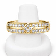 10K Yellow Gold Women's Diamond Center Double Row CZ Band