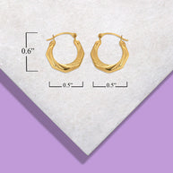 14K Yellow Gold Beaded & Solid Octagon Reversible Hoop Earrings (0.60