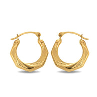 14K Yellow Gold Beaded & Solid Octagon Reversible Hoop Earrings (0.60