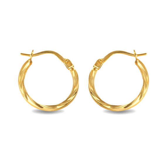 14K Yellow Gold Twisted Hoop Earrings
