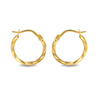 14K Yellow Gold Twisted Hoop Earrings