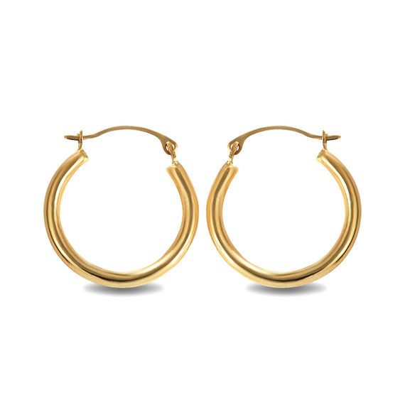 14K Yellow Gold Classic Hoop Earrings (Available in Small/Medium/Large)