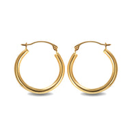 14K Yellow Gold Classic Hoop Earrings (Available in Small/Medium/Large)