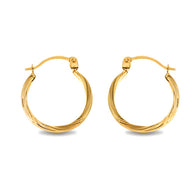 14K Yellow Gold Beaded & Twisted Reversible Hoop Earrings (0.60