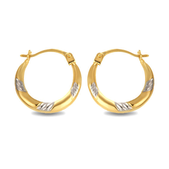 14K Two-Tone Gold Ribbed & Solid Reversible Hoop Earrings (0.50