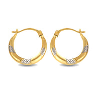 14K Two-Tone Gold Ribbed & Solid Reversible Hoop Earrings (0.50