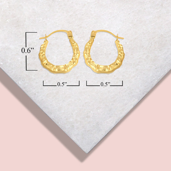 14K Yellow Gold Bamboo Hoop Earrings (0.60