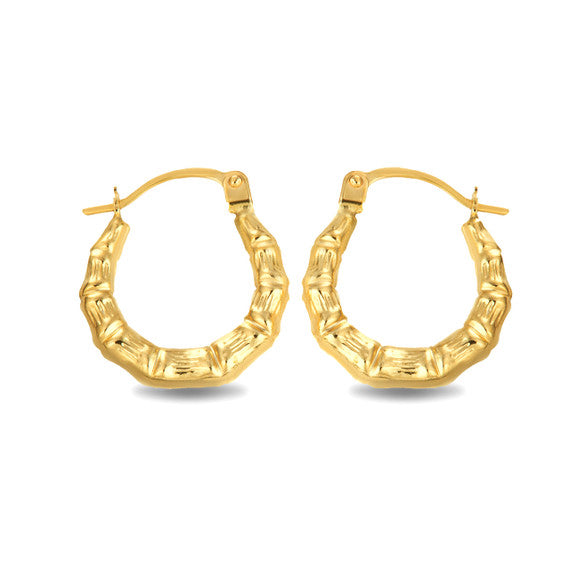 14K Yellow Gold Bamboo Hoop Earrings (0.60