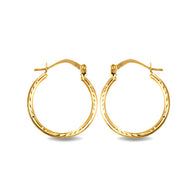 14K Yellow Gold Diamond Cut & High Polish Finish Reversible Hoop Earrings (0.70