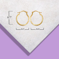 14K Yellow Gold Diamond Cut & High Polish Finish Reversible Hoop Earrings (0.70