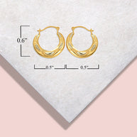 14K Yellow Gold Two-Tone Beaded & Roped Reversible Hoop Earrings (0.60