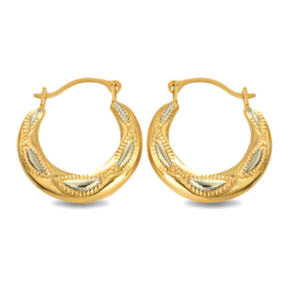 14K Yellow Gold Two-Tone Beaded & Roped Reversible Hoop Earrings (0.60