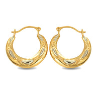 14K Yellow Gold Two-Tone Beaded & Roped Reversible Hoop Earrings (0.60