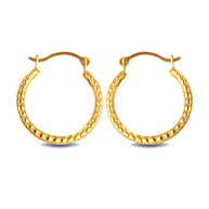14K Yellow Gold Textured Reversible Hoop Earrings (0.60